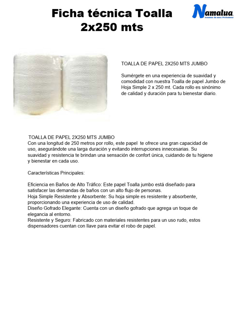 Ficha Tecnica Toalla Economica | PDF