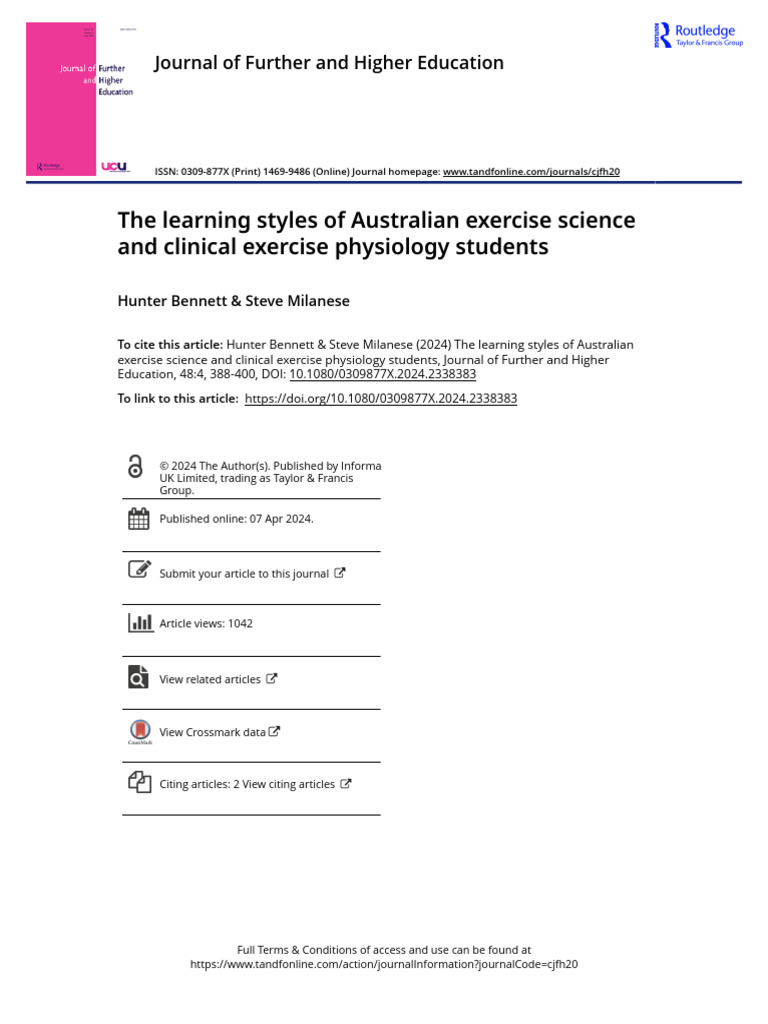 Learning Styles in Australian Exercise Science | PDF | Learning Styles ...