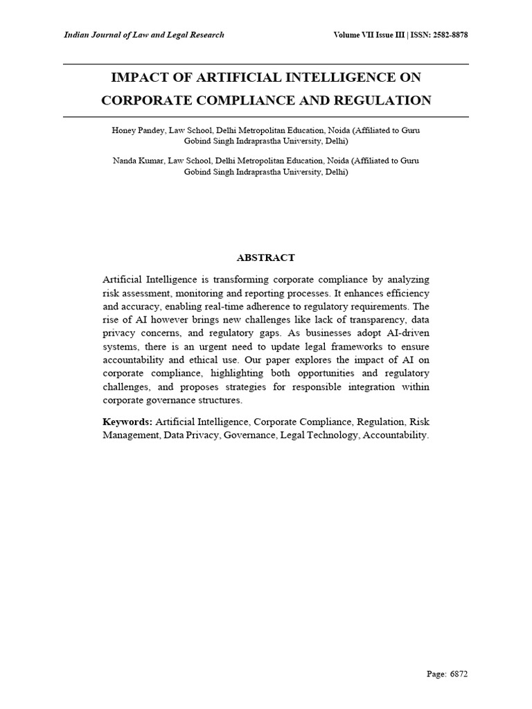 AI's Role in Corporate Compliance | PDF | Artificial Intelligence ...