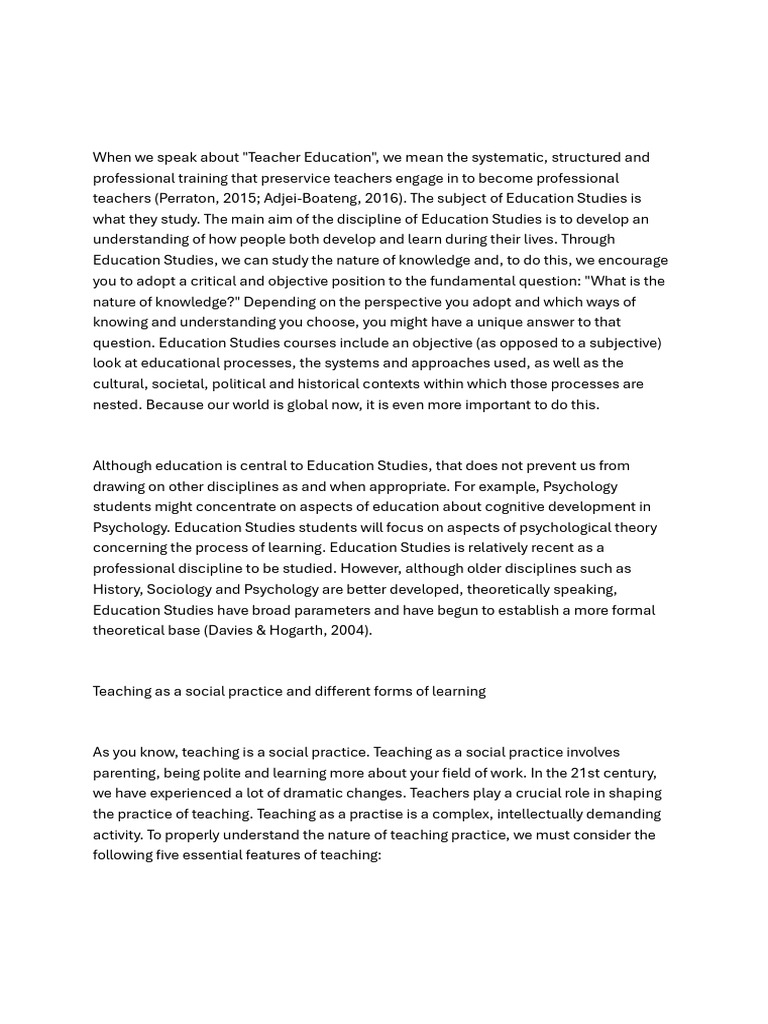 Understanding Teacher Education and Learning | PDF | Constructivism ...