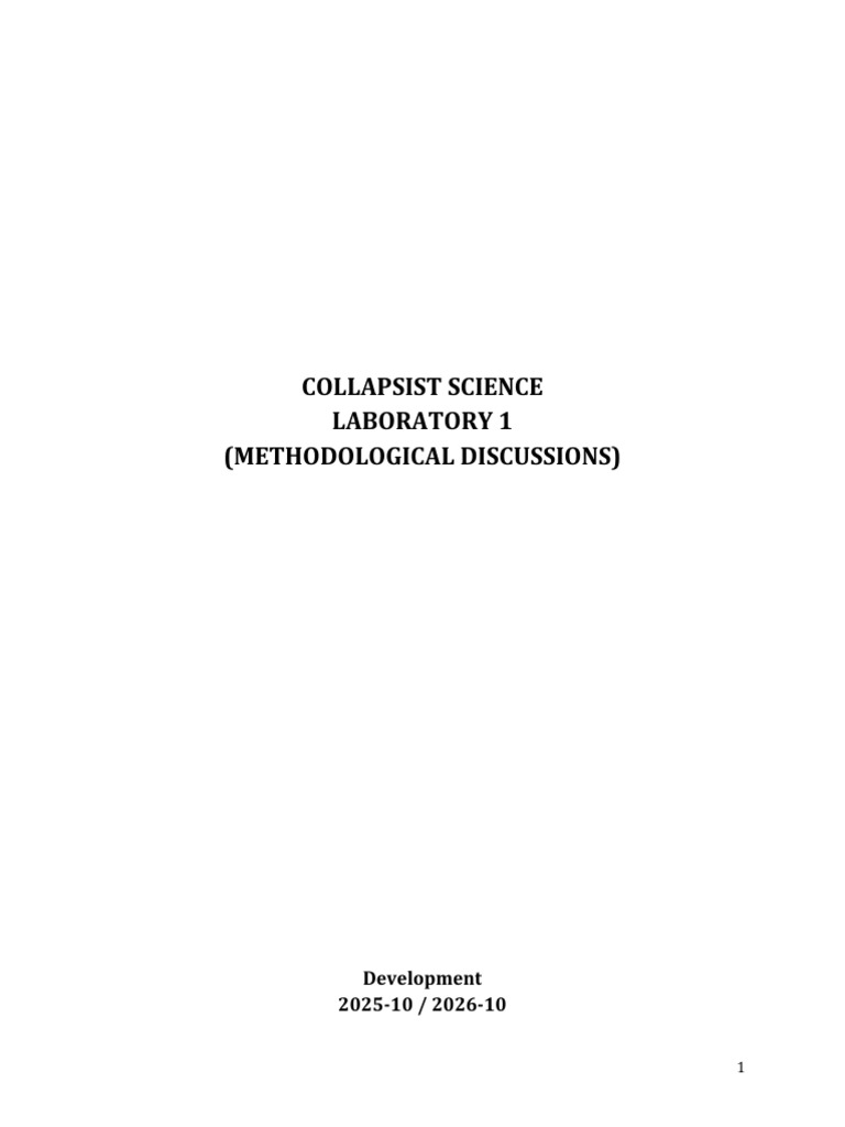 Collapsist Science Laboratory (1) - (Methodological Discussions) | PDF