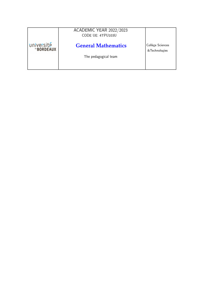 General Mathematics Course Overview | PDF | Function (Mathematics ...