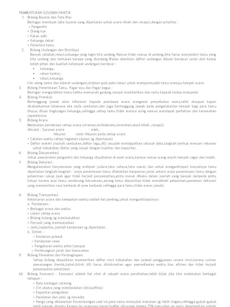 Pembentukan Susunan Panitia Pernikahan