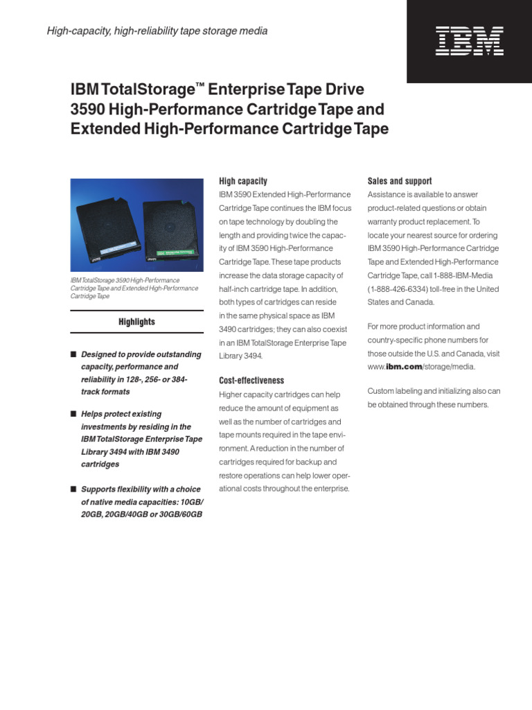 IBM 3590 Data Cartridge | PDF | Computer Data Storage