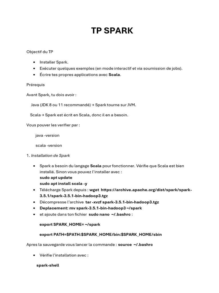 Installation et utilisation de Spark avec Scala | PDF | Apache Spark ...
