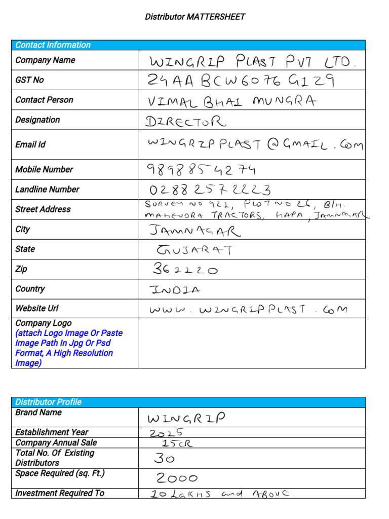Distributor Information & Application Sheet | PDF | Cheque | Business