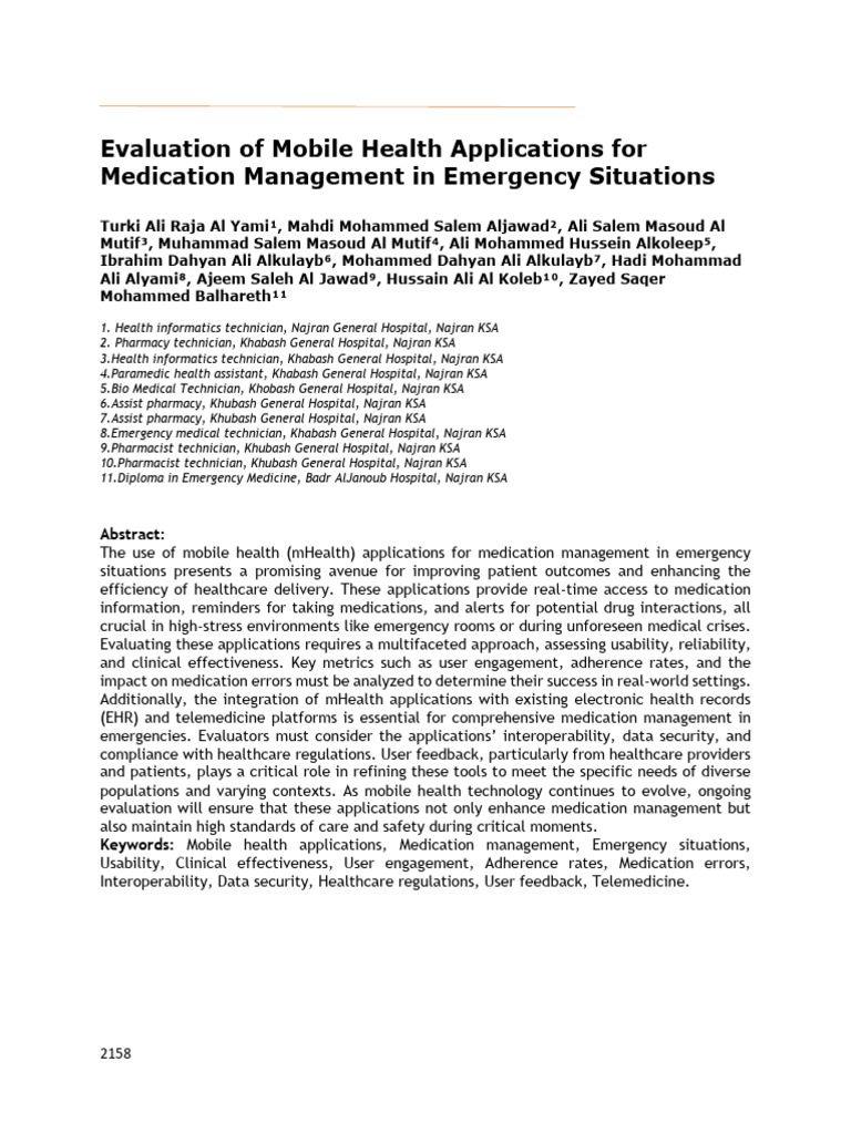 mHealth Apps for Emergency Medication Management | PDF | Computer ...