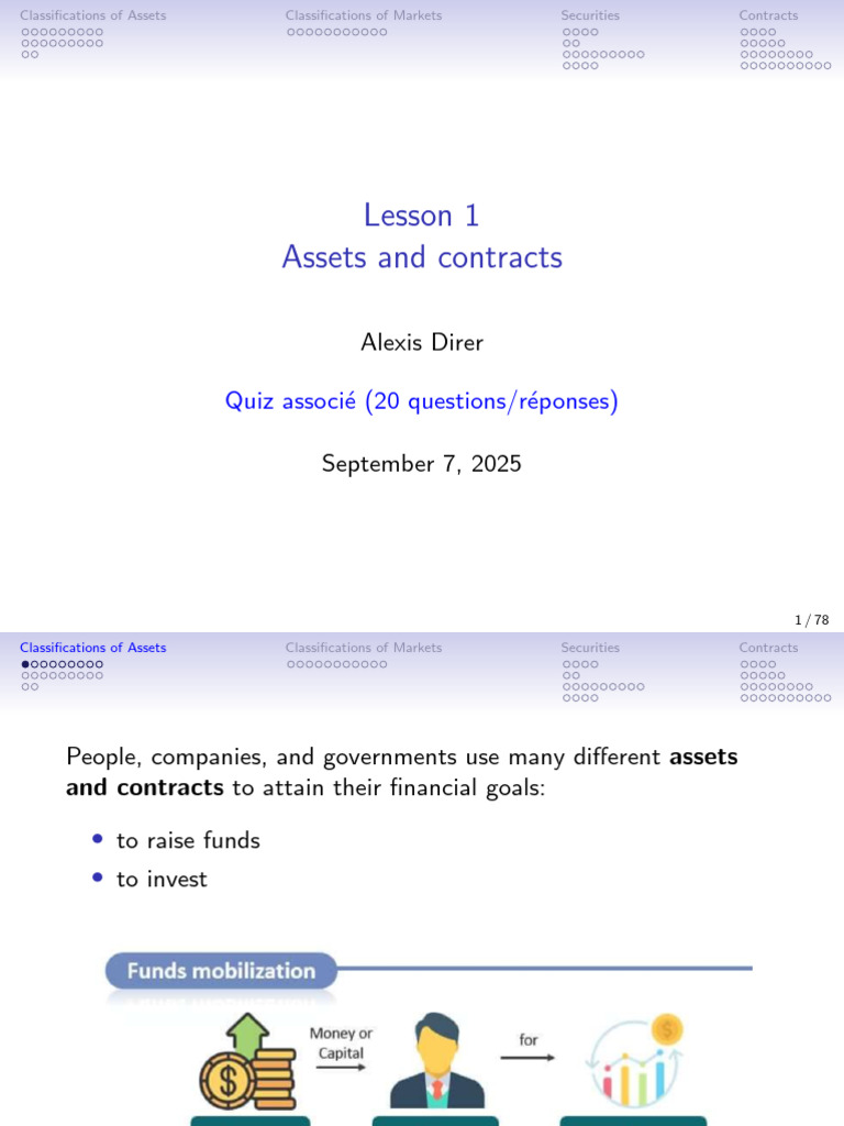 Lesson 1 Assets and Markets - v2 2 | PDF | Put Option | Futures Contract