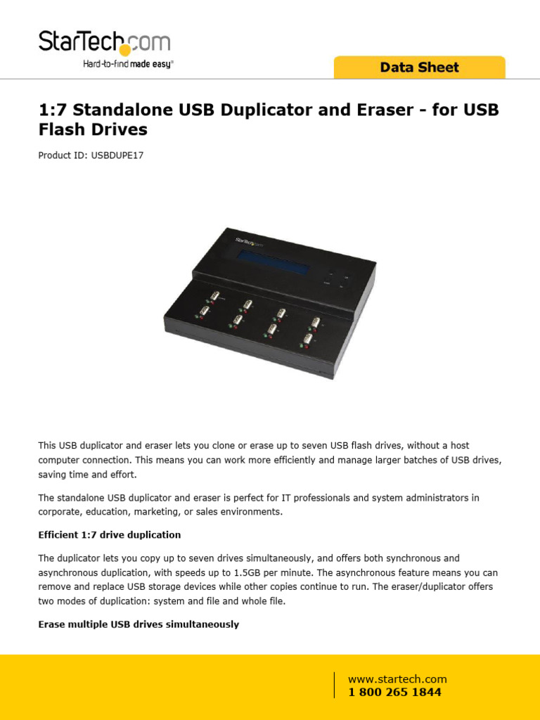 1:7 Standalone USB Duplicator and Eraser - For USB Flash Drives | PDF ...