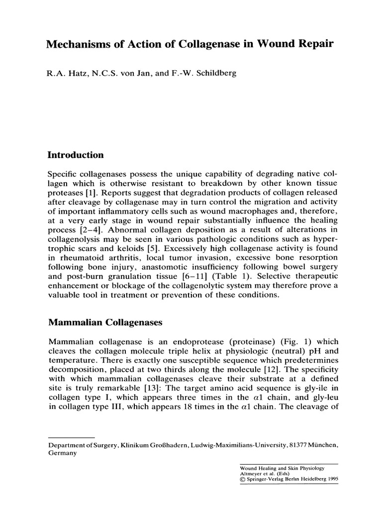 Mechanisms of Action of Collagenase in Wound Repair | PDF | Wound ...