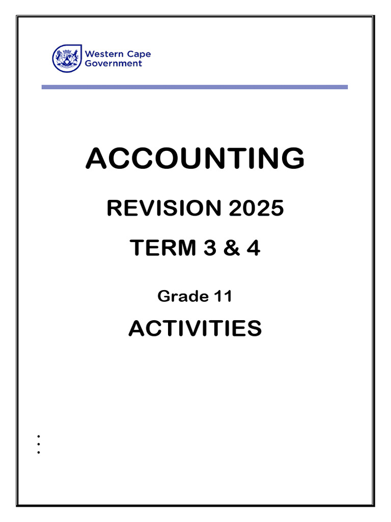 Grade 11 Accounting Revision 2025 | PDF | Value Added Tax | Budget