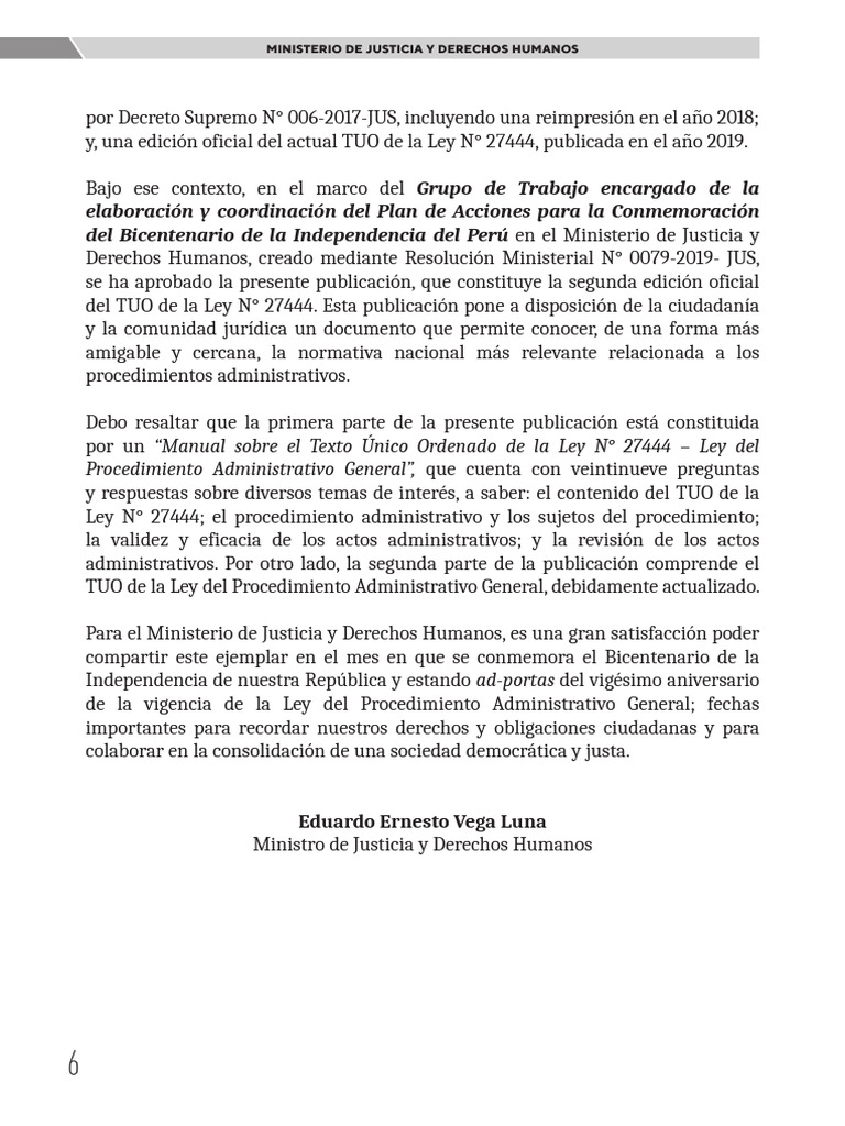 TUO Ley 27444: Manual y Actualización | PDF