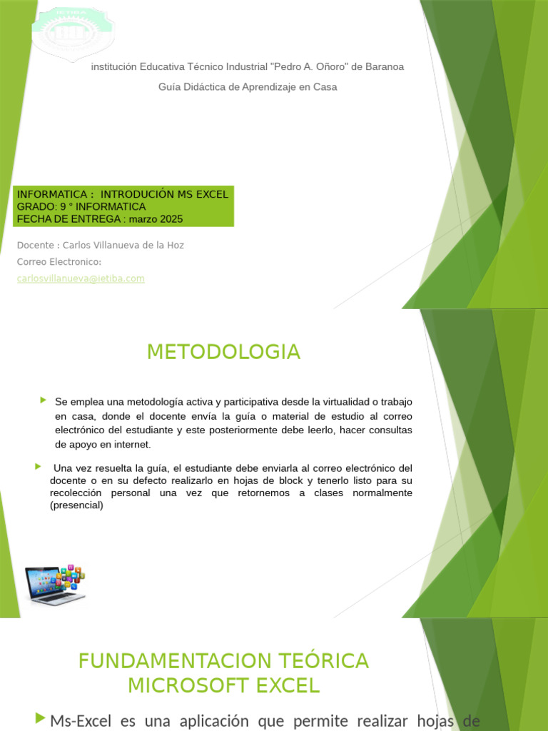 Introducción a MS Excel para 9° grado | PDF | Macro (informática ...