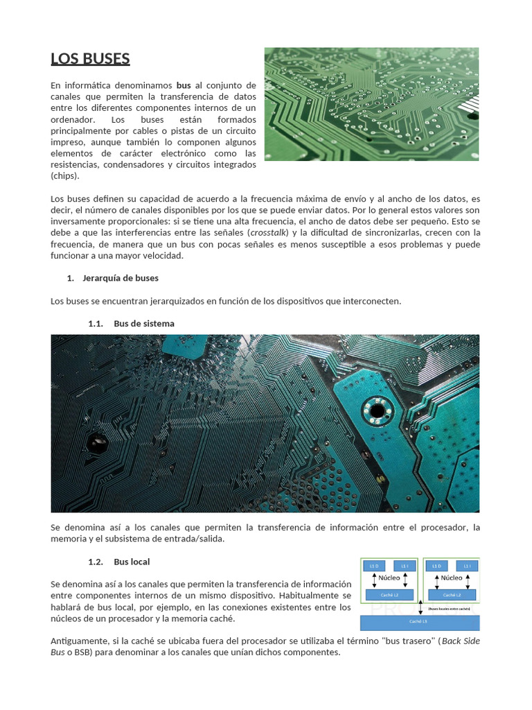 Tipos y jerarquía de buses en informática | PDF | Hardware de la ...