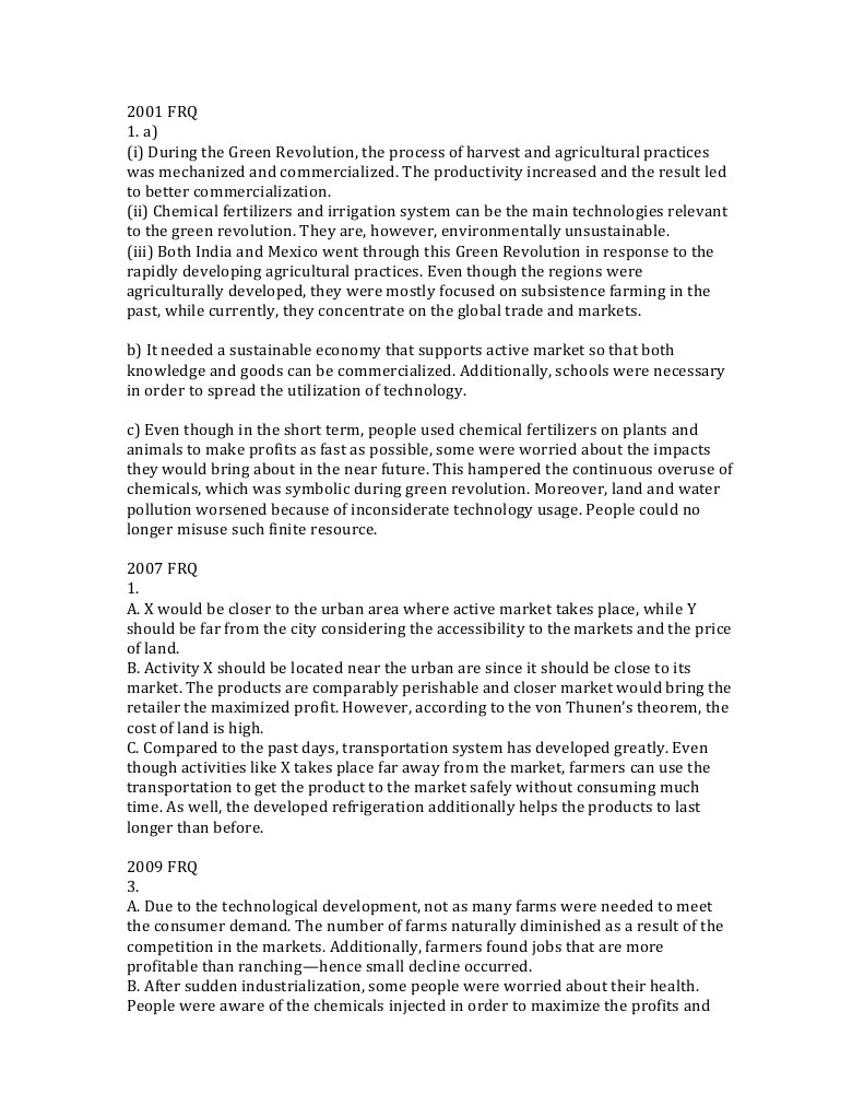 FRQ PDF Green Revolution Agriculture