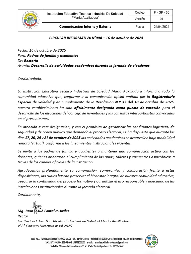 Circular Informativa n004 16 Octubre 2025 | PDF
