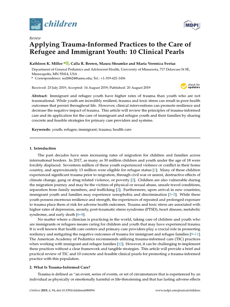 Trauma-Informed Care for Refugee Youth | PDF | Psychological Trauma ...