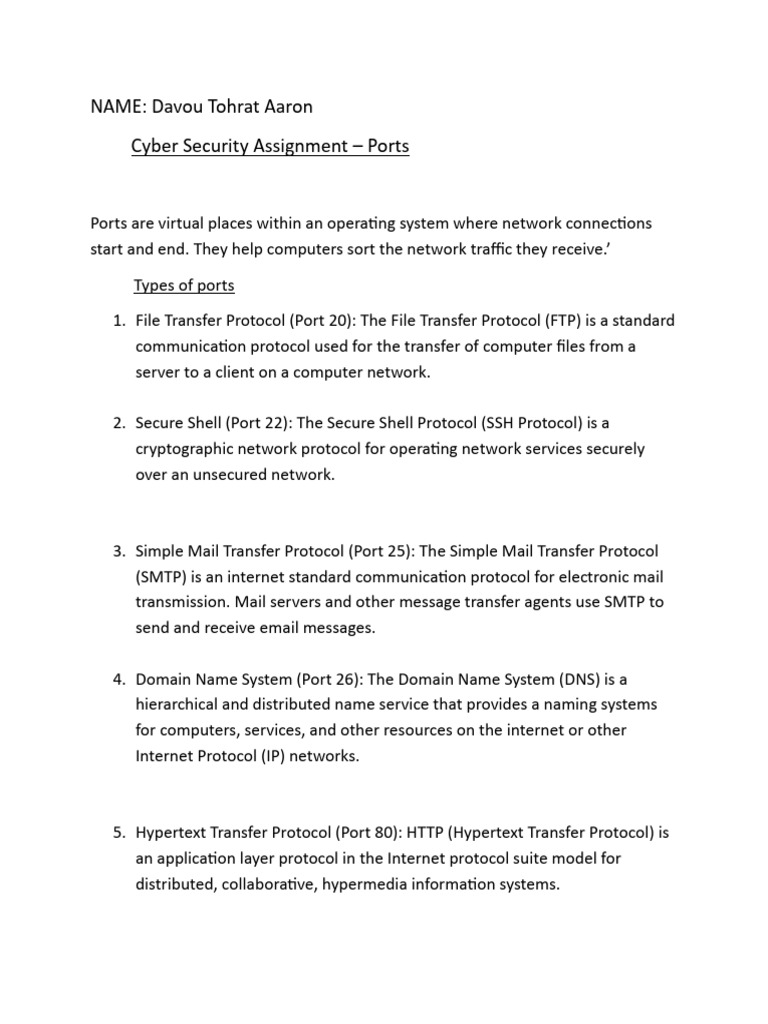 Cybersecurity Ports Explained | PDF | Computer Network | Port (Computer ...