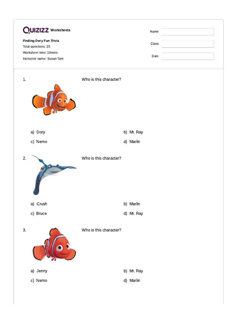 Finding Dory Fun Trivia - Quizizz | PDF