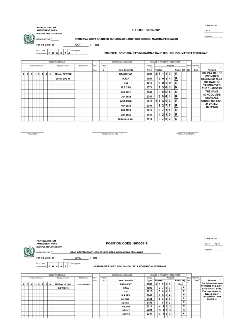 Payroll Amendment Form for Employees | PDF | Payroll | Employment ...
