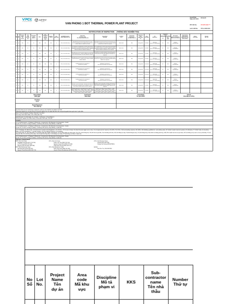 Notification of Inspection (VP1-L1-NOI-0115) | PDF