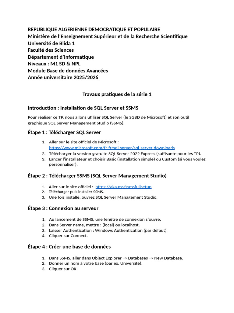 Installation et utilisation de SQL Server | PDF | Microsoft SQL Server ...