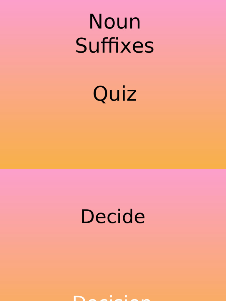 Noun Suffixes Quiz | PDF