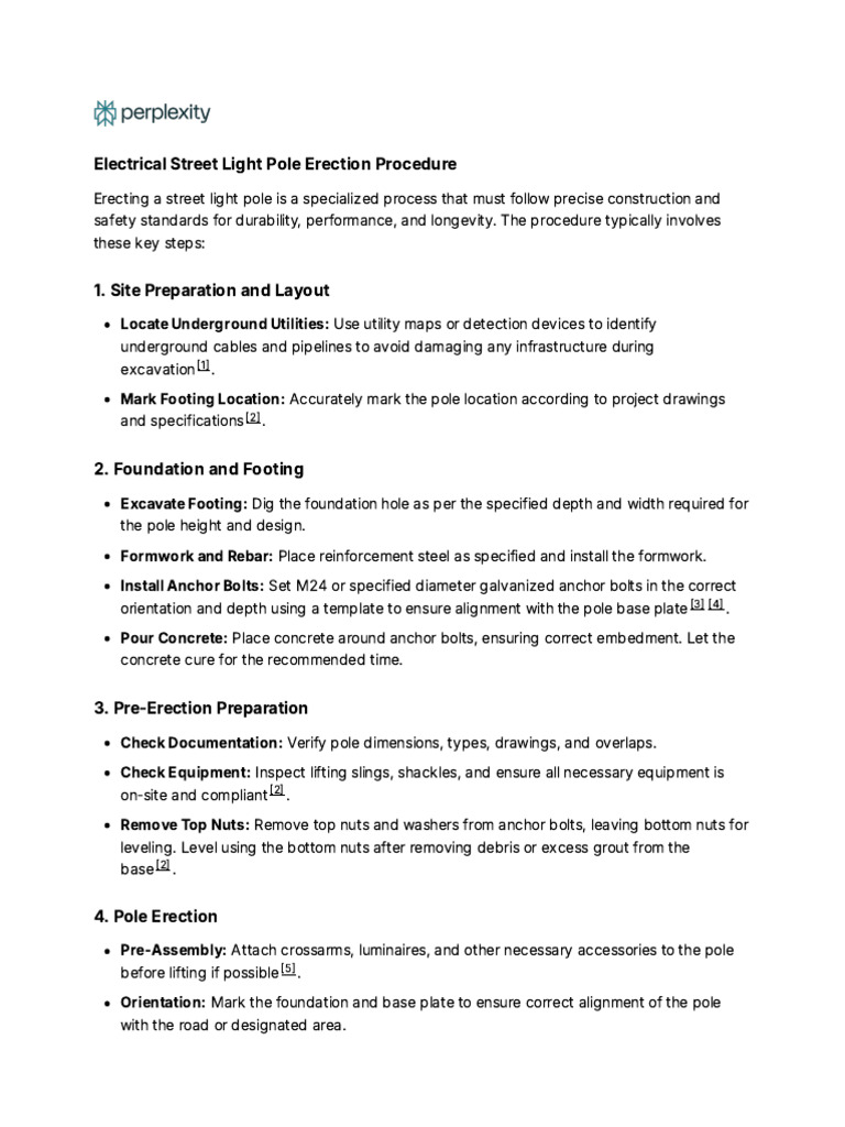 Street Light Pole Erection Guidelines | PDF | Screw | Nut (Hardware)