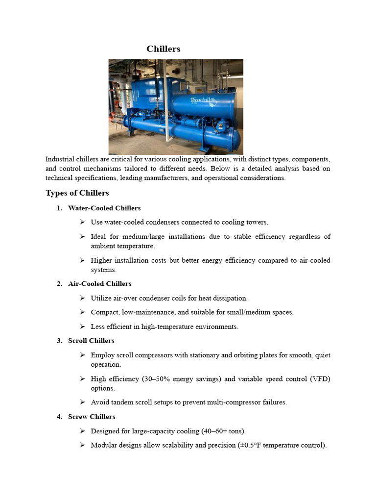 Types of Industrial Chillers Explained | PDF | Air Conditioning ...