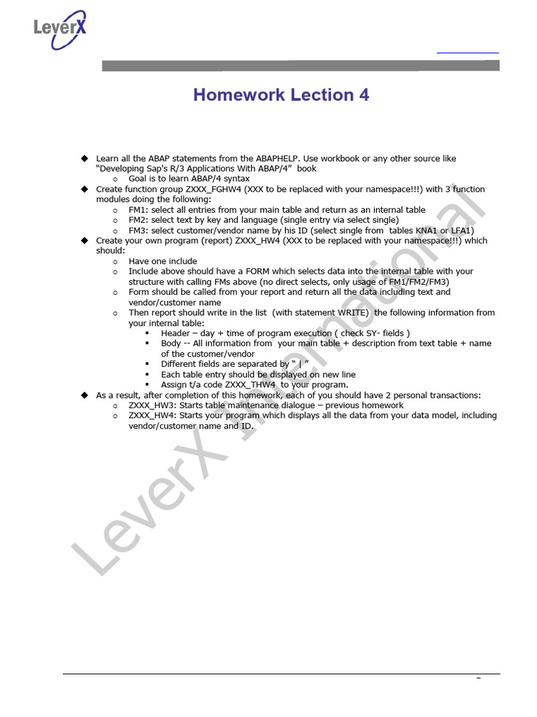 ABAP Homework: Function Modules & Reports | PDF | Information ...