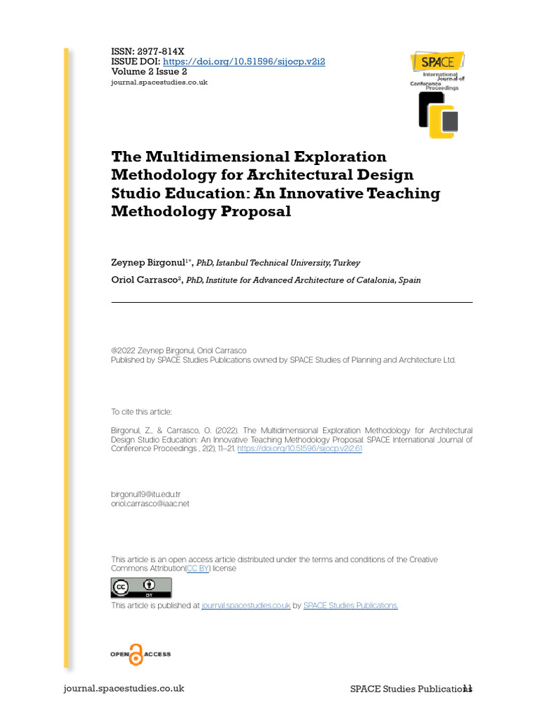The Multidimensional Exploration Methodology For Architectural Design ...