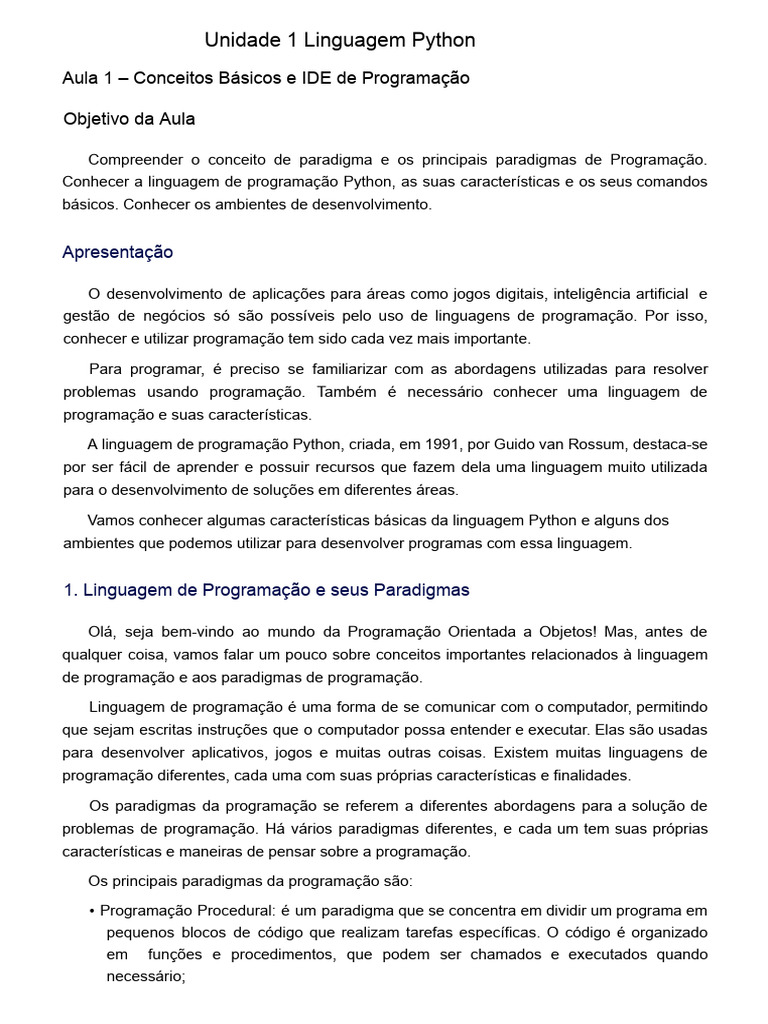 Introdução à Programação em Python | PDF | Linguagem de programação ...