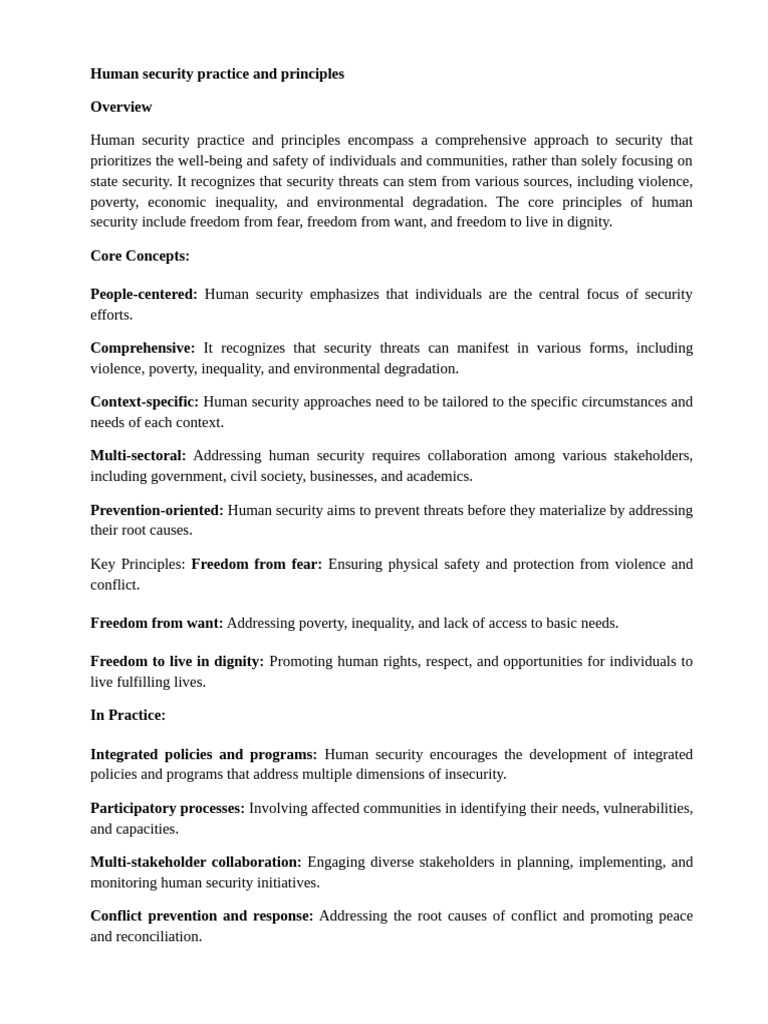 Human Security: Principles and Practices | PDF | Human Security ...
