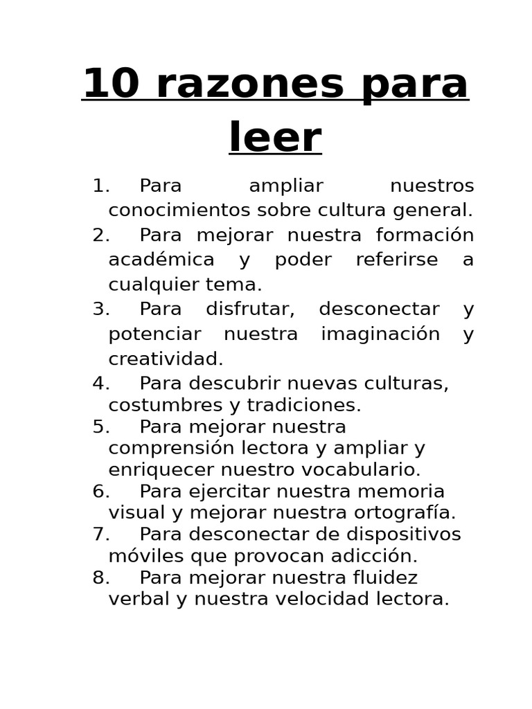 10 Razones para Leer | PDF