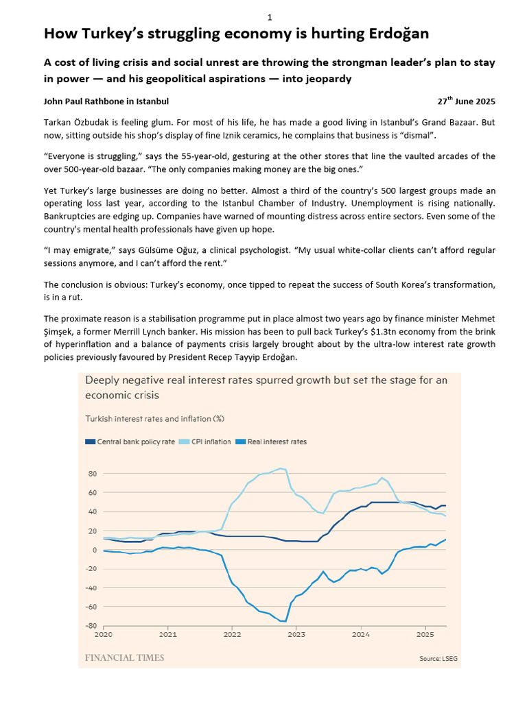 Turkey's Economic Crisis and Erdoğan's Struggles | PDF | Cost Of Living ...
