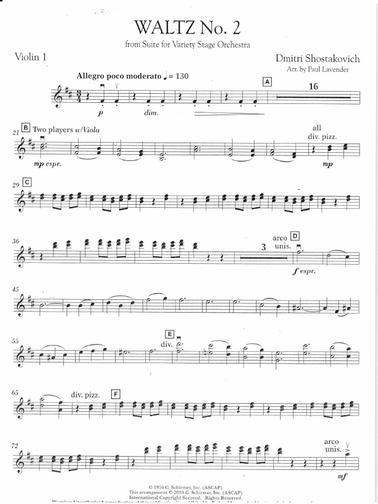 Vals 2 - Arreglo para Cuerdas | PDF