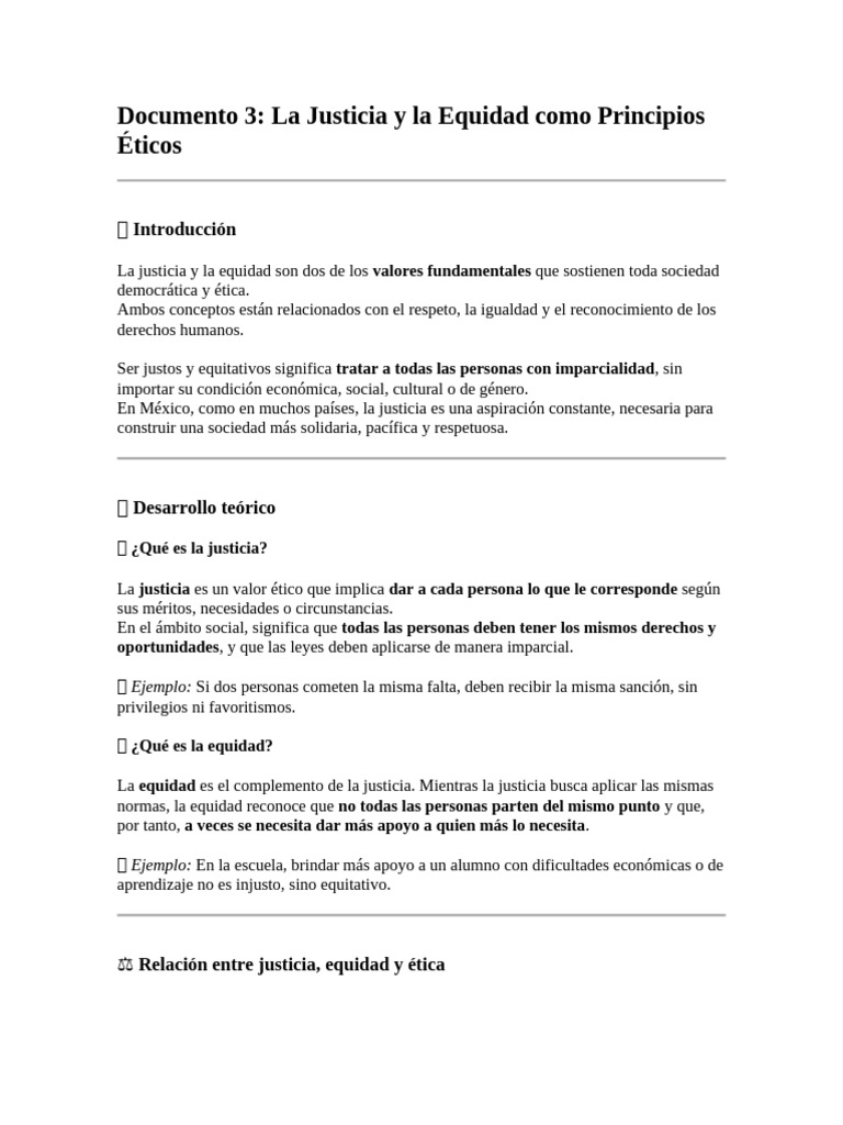 Justicia y Equidad: Fundamentos Éticos | PDF | Justicia | Crimen y ...