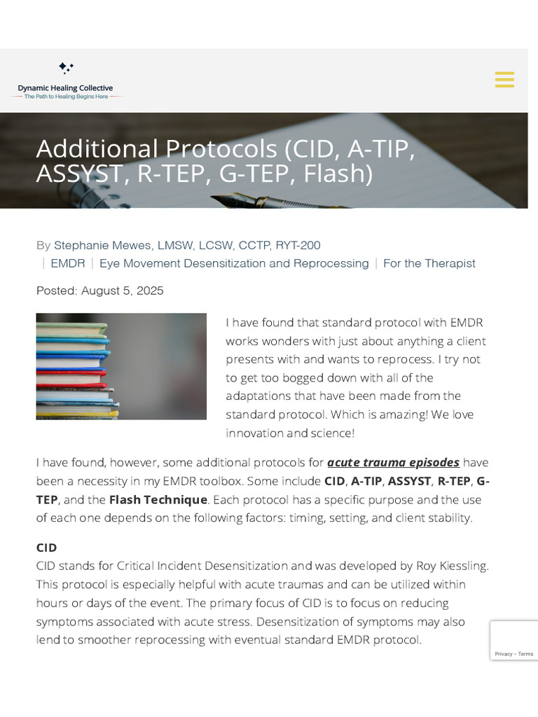 EMDR ASSYST Protocol Overview | PDF | Psychological Trauma | Eye ...