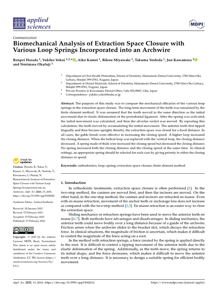 Biomechanical Study of Loop Springs in Orthodontics | PDF | Dental ...