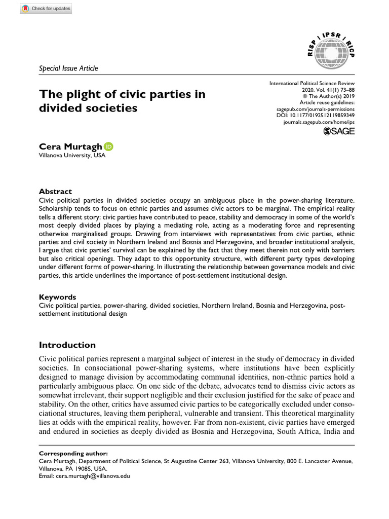 Civic Parties in Divided Societies | PDF | Bosnia And Herzegovina ...