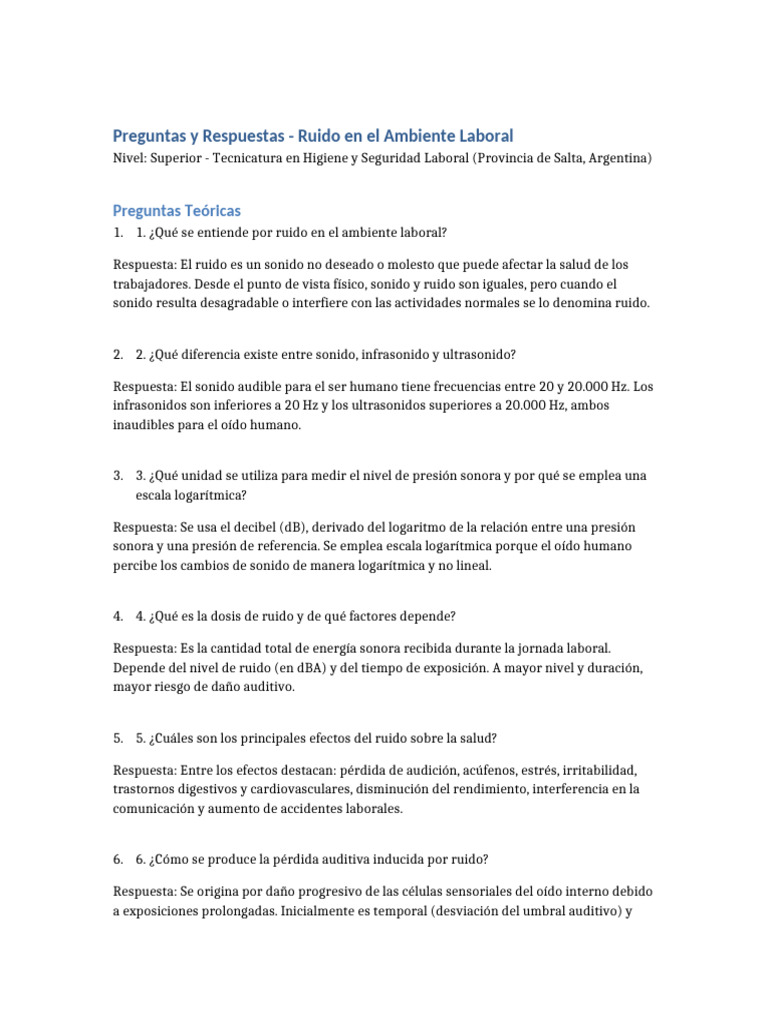 Ruido Laboral: Efectos y Medidas de Control | PDF | ruido | Sonido