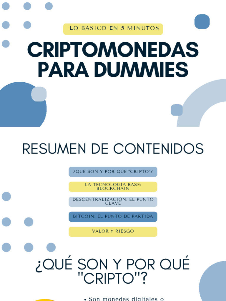 Criptomonedas para Dummies Lo Básico en 5 Minutos | PDF