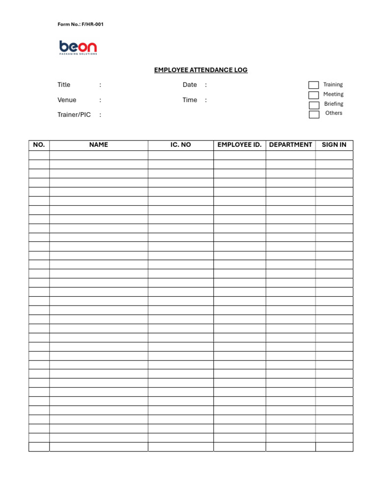 Employee Attendance Log | PDF