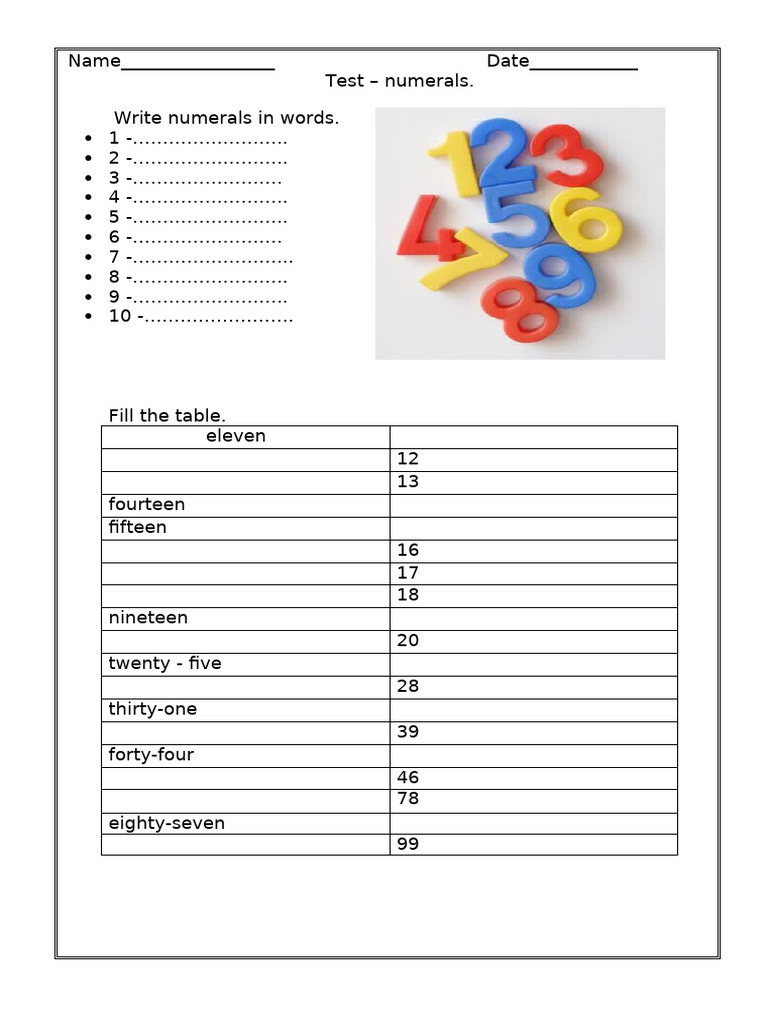 Testnumerals Fun Activities Games 38678 | PDF