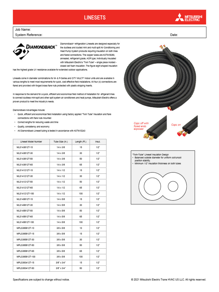 M Submittal Linesets | PDF | Thermal Insulation | Air Conditioning