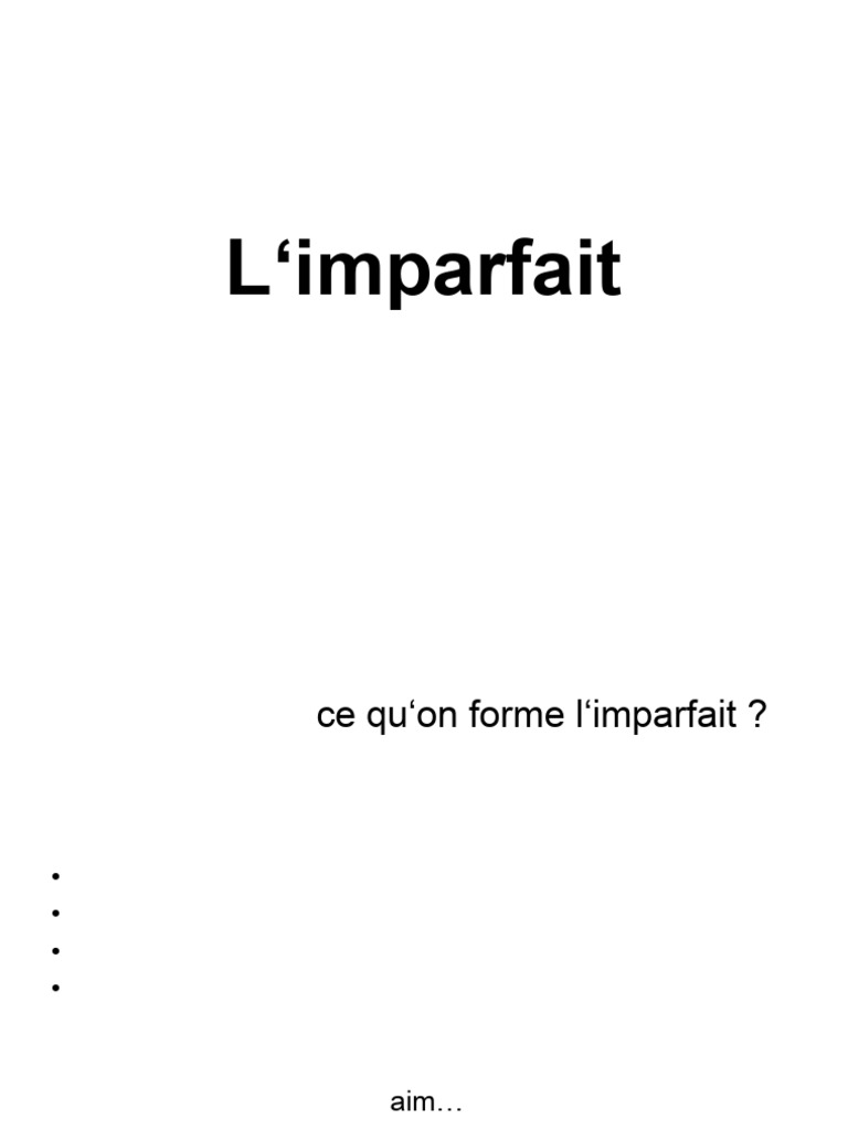 Formation de l'imparfait en français | PDF