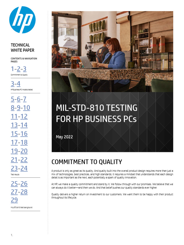 MIL-STD-810 Testing for HP Business PCs | PDF | Computing