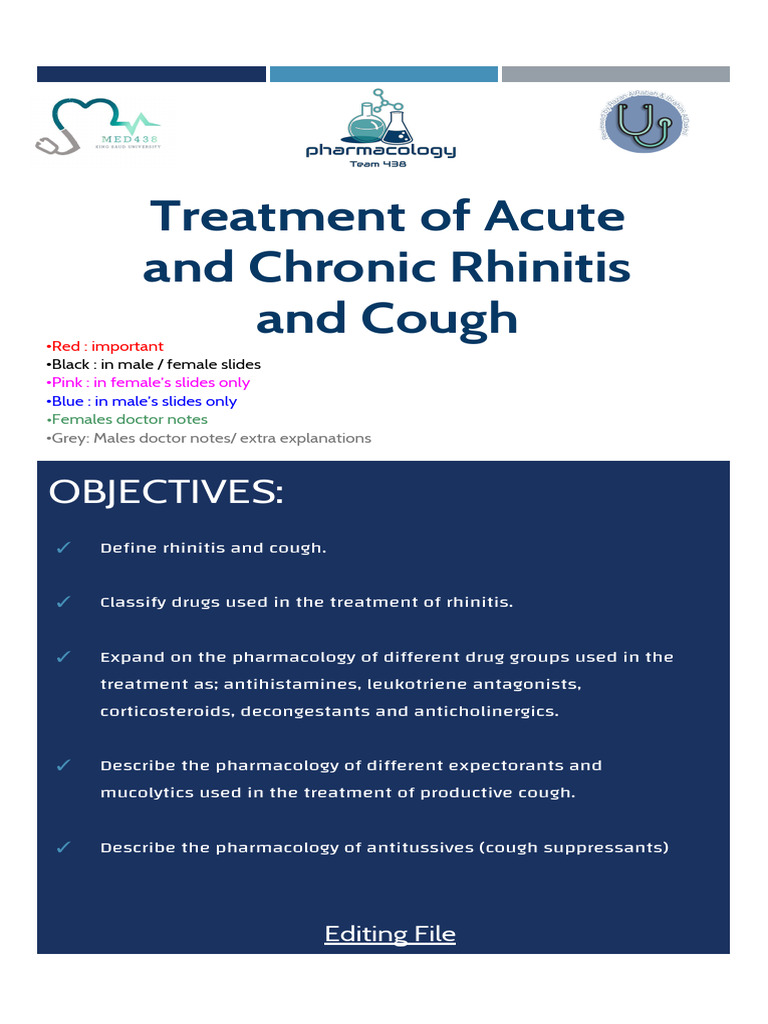 Rhinitis and Cough Treatment Guide | PDF