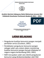 Analisis Nutrient Adequacy Ratio Mahasiswa Jurusan Gizi Politeknik