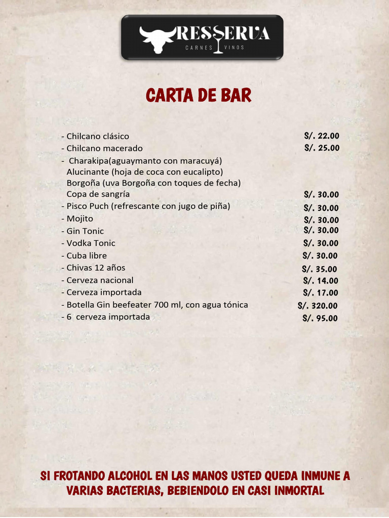 Carta de Bar | PDF